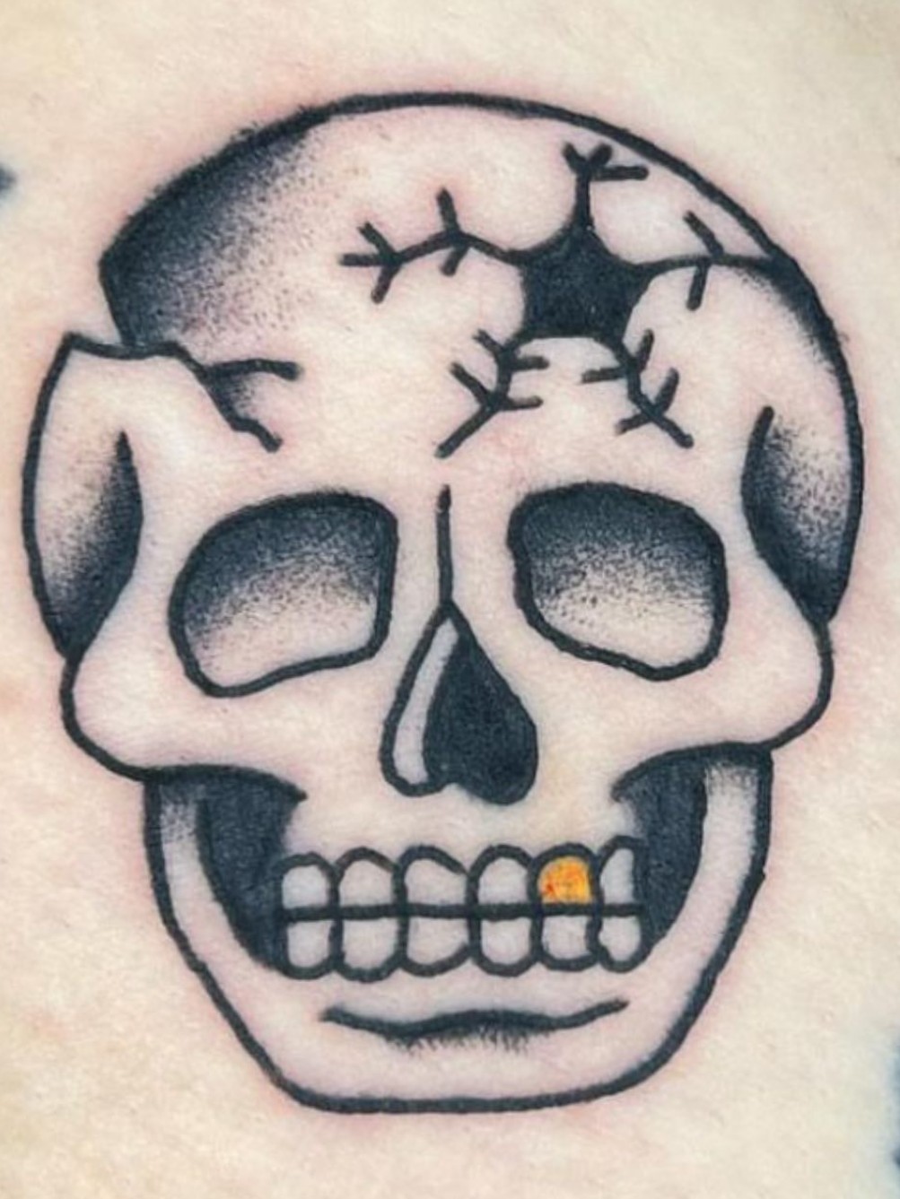 Traditional skull tattoo by KC