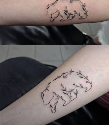 Fine line bear tattoos